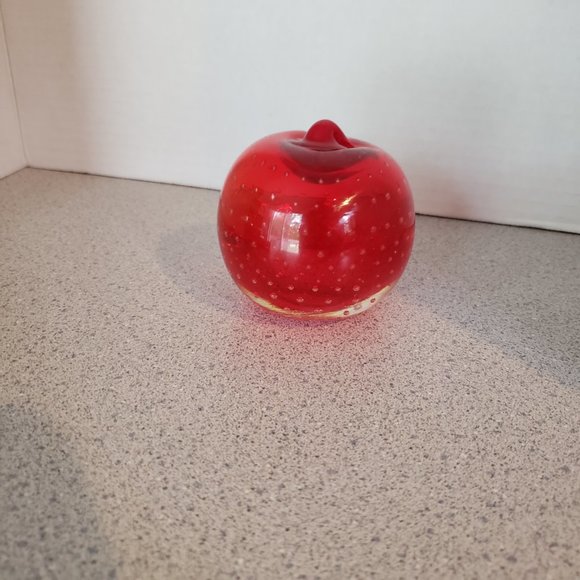 Vintage Rossini Art Glass Apple Paperweight - Picture 8 of 9